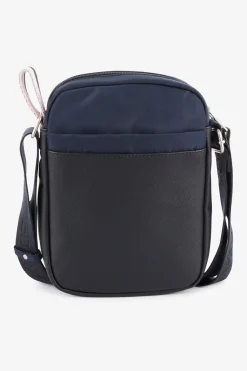 Hot Besace Rectangulaire Bleu Fonce Avec Effet Cuir Graine Homme Sacoches