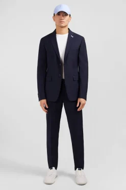 Discount Blazer Bleu Fonce Details Noeud En Relief Homme Blazers Et Costumes