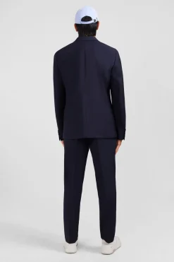 Discount Blazer Bleu Fonce Details Noeud En Relief Homme Blazers Et Costumes