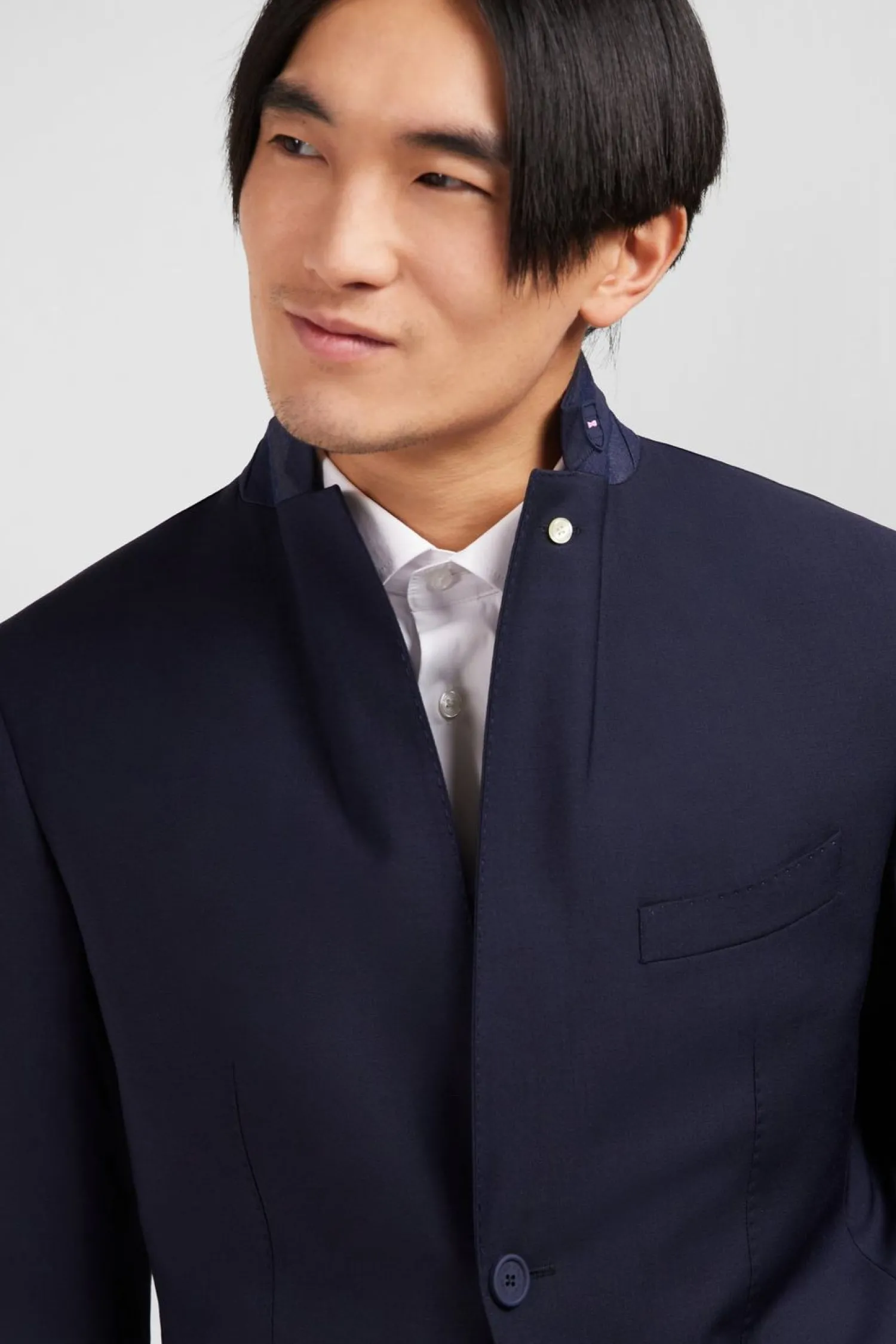 Discount Blazer Bleu Fonce Details Noeud En Relief Homme Blazers Et Costumes