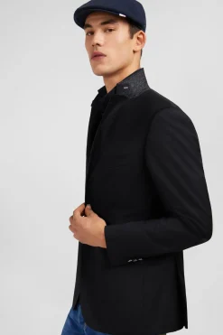 Discount Blazer Noir Slim Fit 100 % Laine Homme Blazers Et Costumes