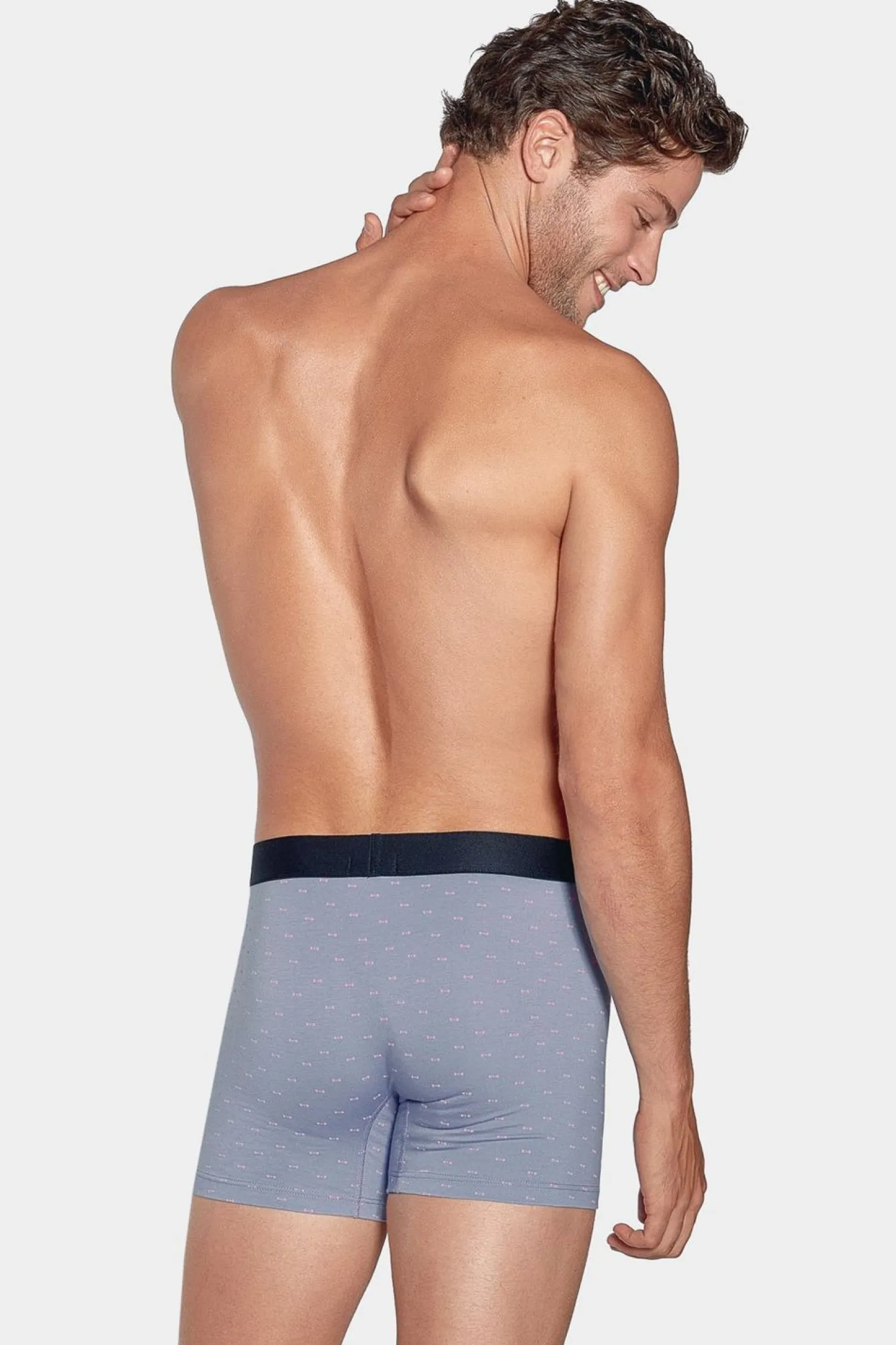 Hot Boxer A icro otif Noeud Papion Gri Et Roe En Coton tretch Homme Sous-Vêtements