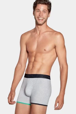 Clearance Boxer Gri A Detai Contrate En Coton tretch Homme Sous-Vêtements
