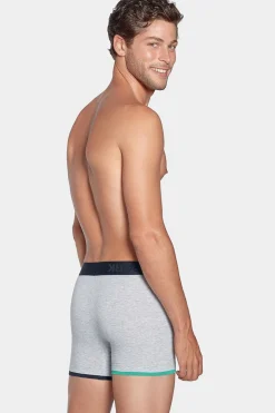 Clearance Boxer Gri A Detai Contrate En Coton tretch Homme Sous-Vêtements