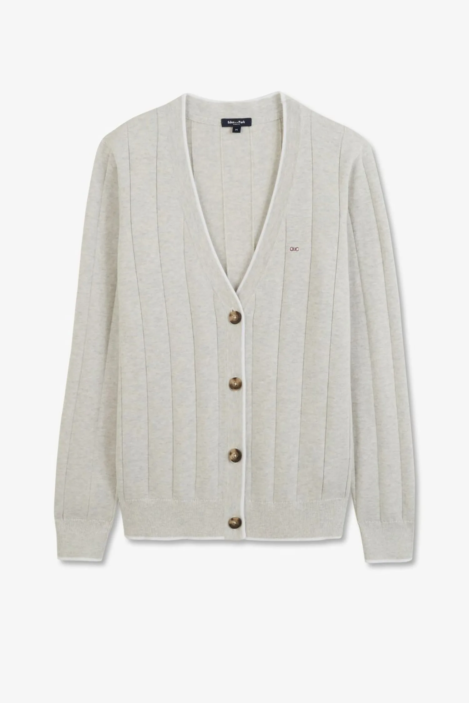 Outlet Cardigan Boutonne Gri En Jeu De aie Femme Cardigans