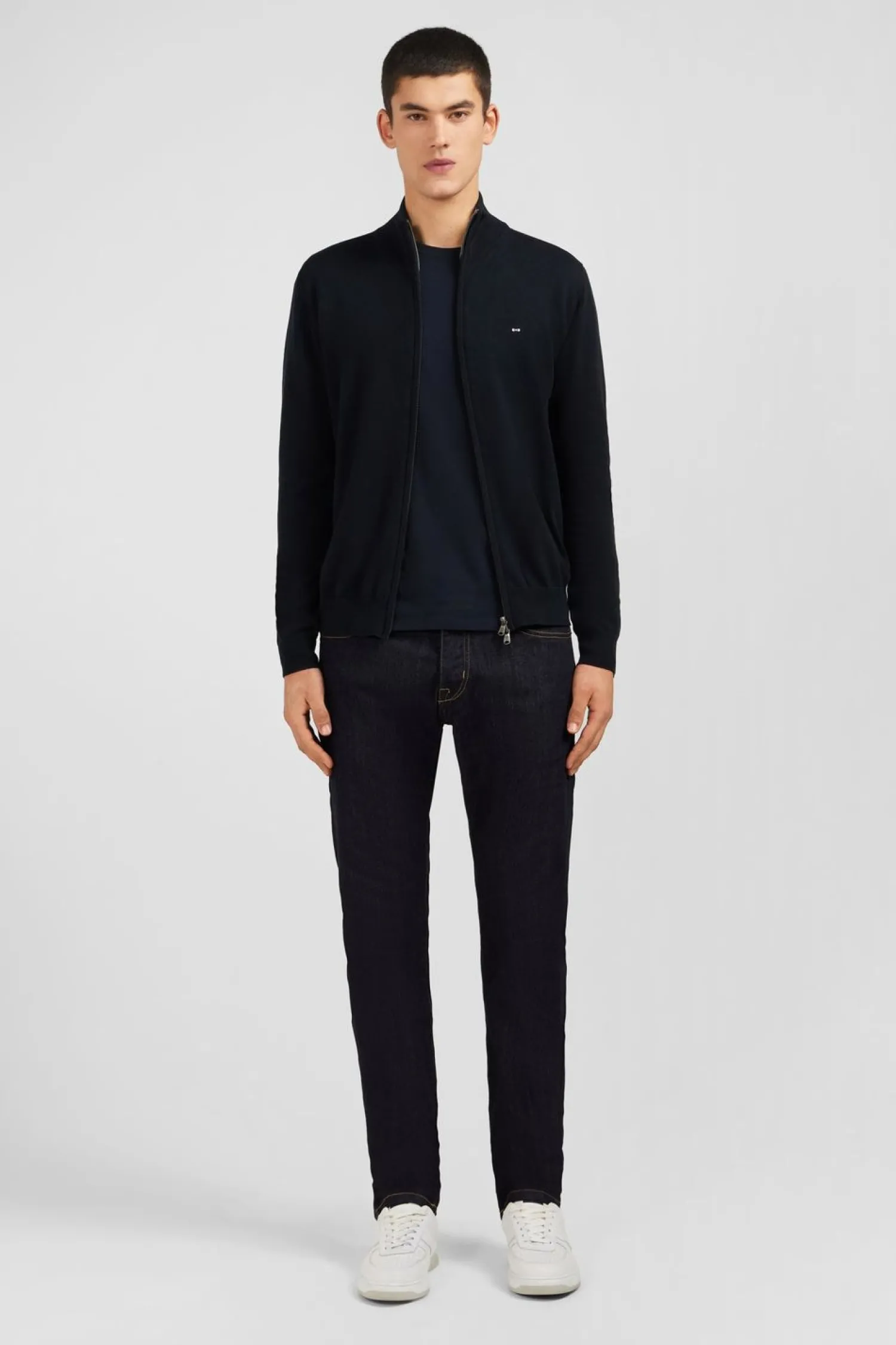 Sale Cardigan Noir Zippe En Coton Homme Cardigans