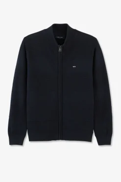 Sale Cardigan Zippe En Coton Marine A Jeux De Maille Enfant Enfant