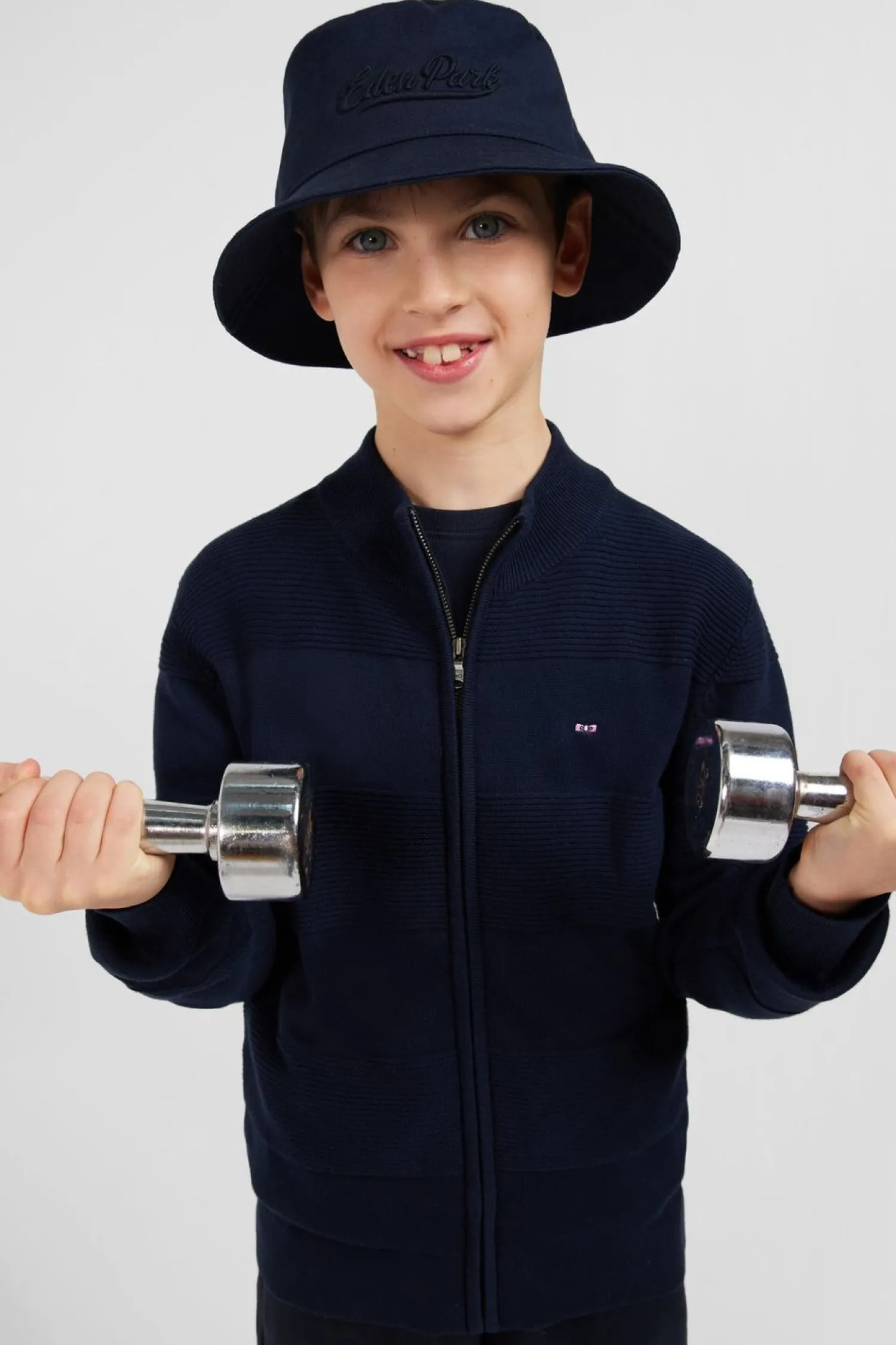 Sale Cardigan Zippe En Coton Marine A Jeux De Maille Enfant Enfant