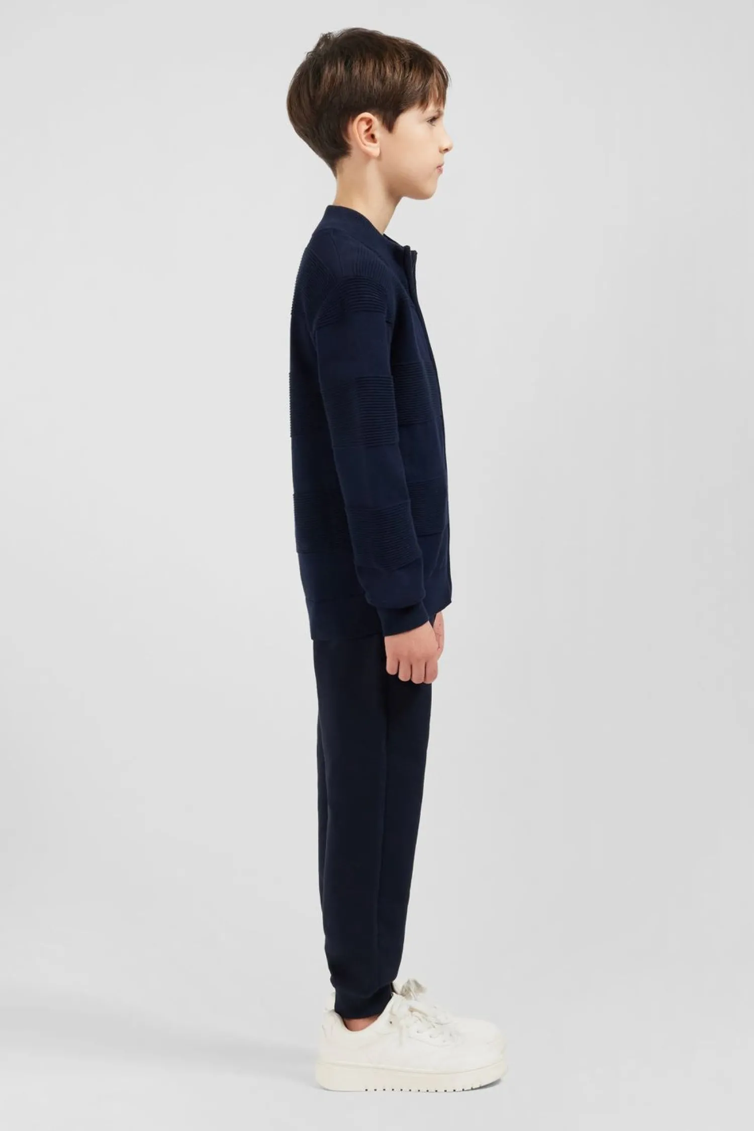 Sale Cardigan Zippe En Coton Marine A Jeux De Maille Enfant Enfant