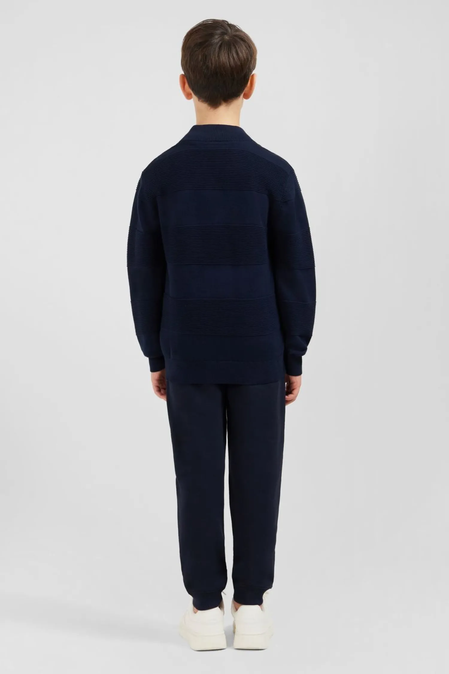 Sale Cardigan Zippe En Coton Marine A Jeux De Maille Enfant Enfant
