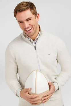 Sale Cardigan Zippe Gri Homme Cardigans