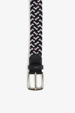 Hot Ceinture Tressee Elastique Tricolore Rose Homme Ceintures
