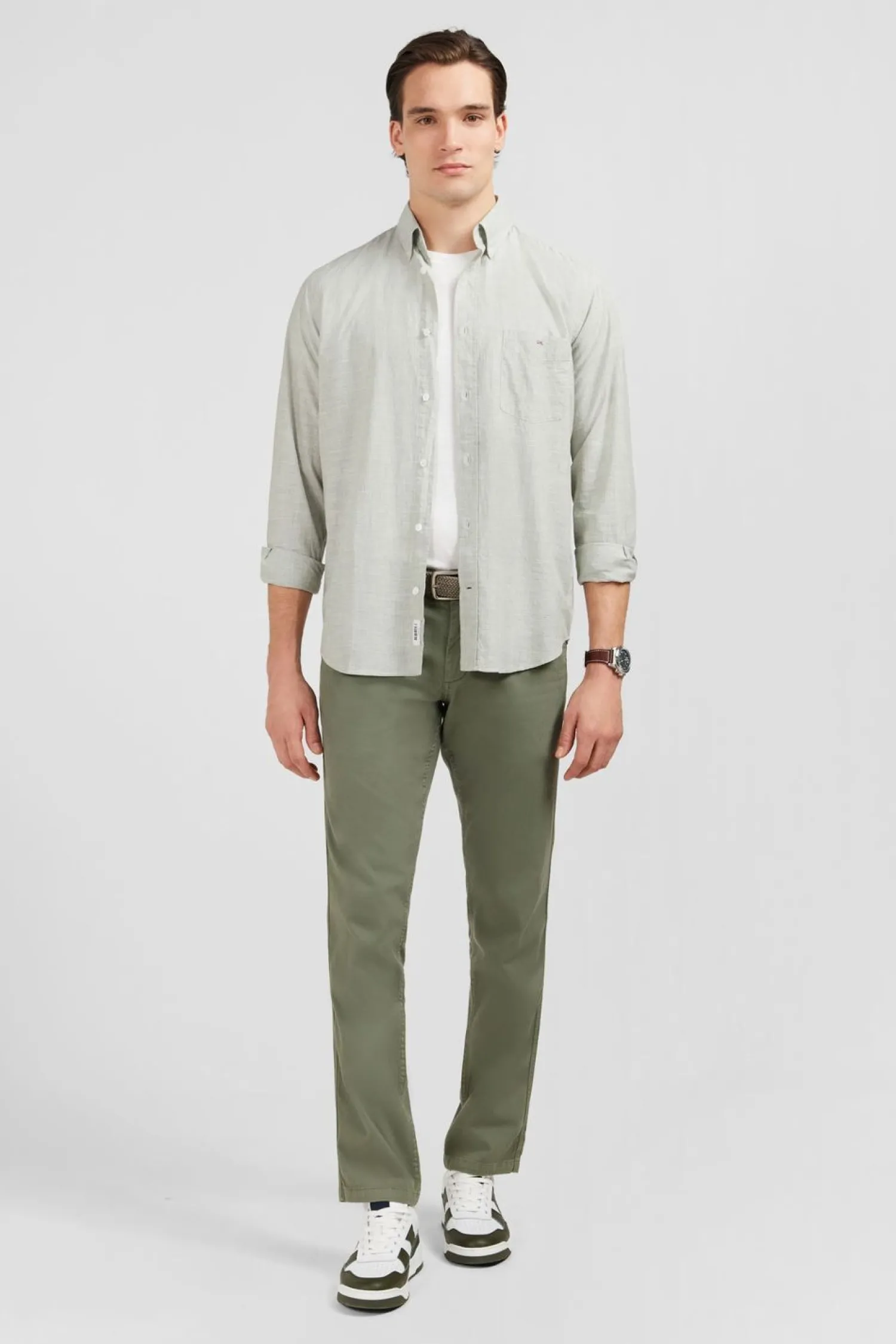 Best Cheie Beige Cair En Coton Dobby Homme Chemises