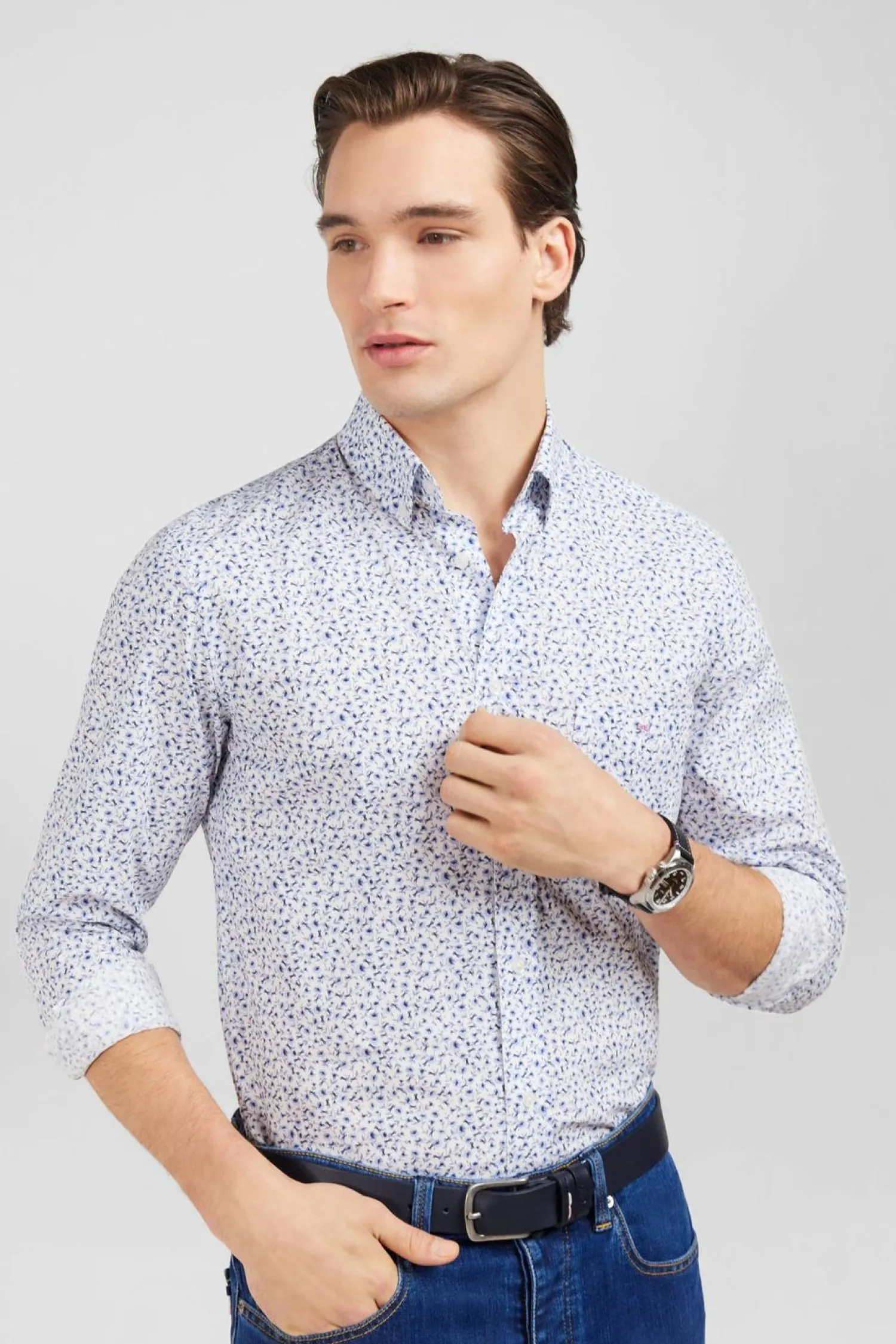 Outlet Cheie Beu Cair A icro otif Feuri Homme Chemises
