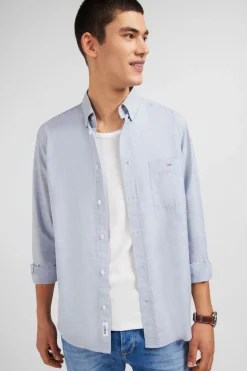 Discount Cheie Beue En Coton Dobby Homme Chemises