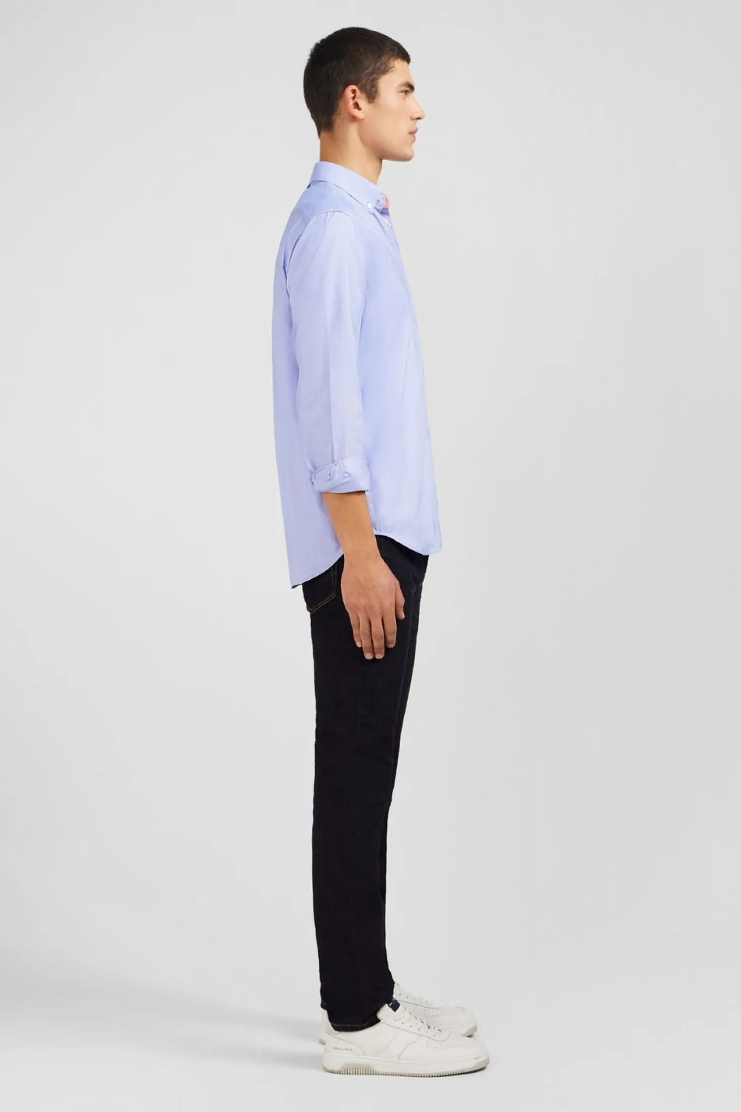 New Cheie Beue Unie En Coton Homme Chemises