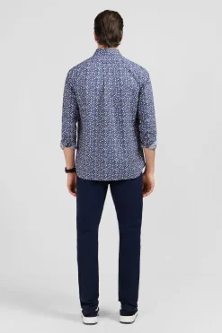 Hot Cheie Beu arine A icro otif Feuri Homme Chemises