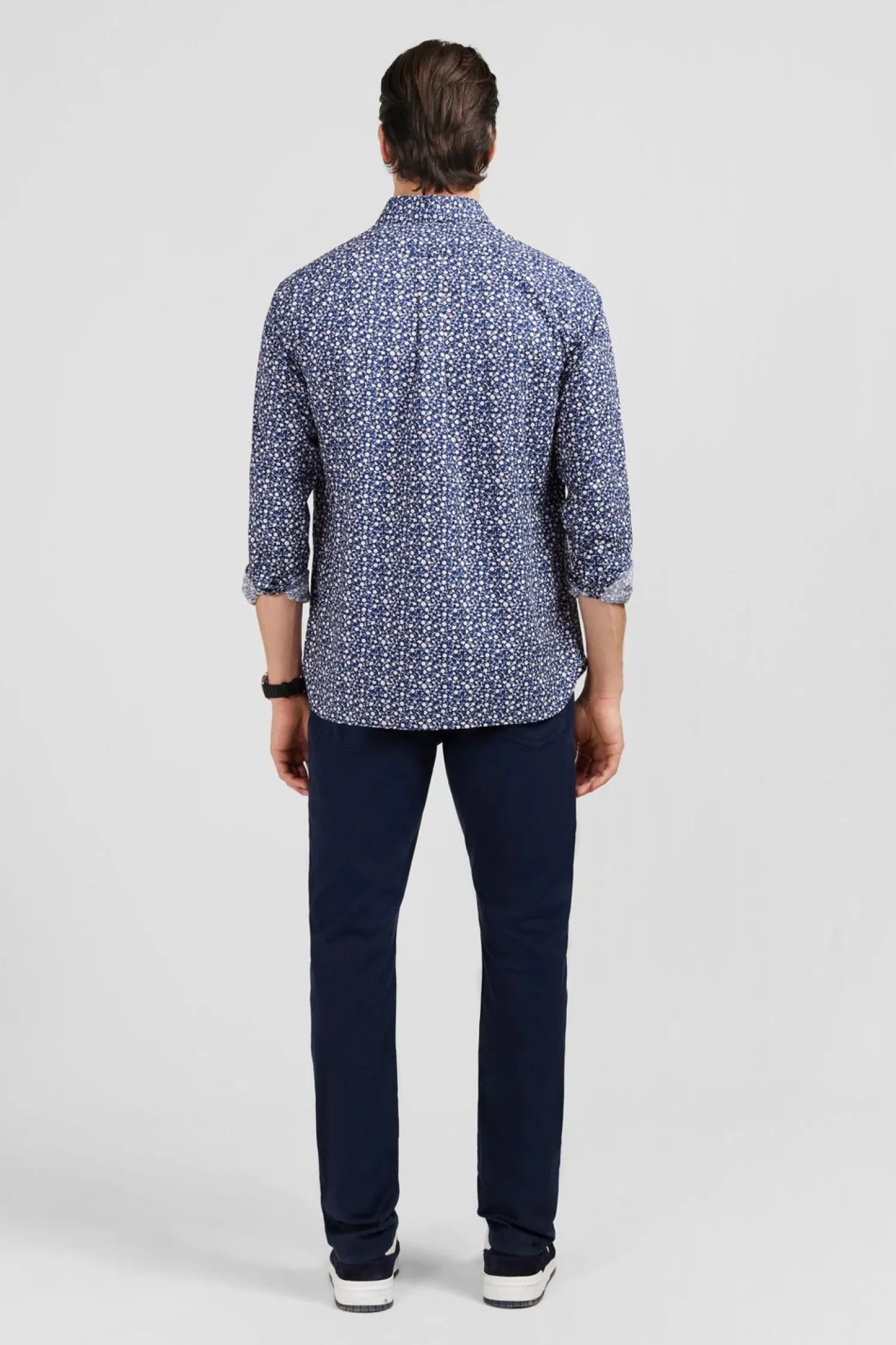 Hot Cheie Beu arine A icro otif Feuri Homme Chemises