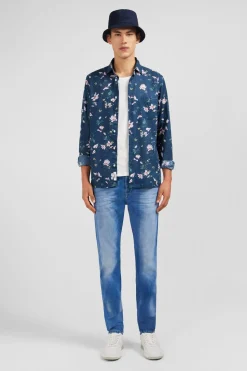 New Cheie En Coton Beu Fonce Ipriee Feur Homme Chemises
