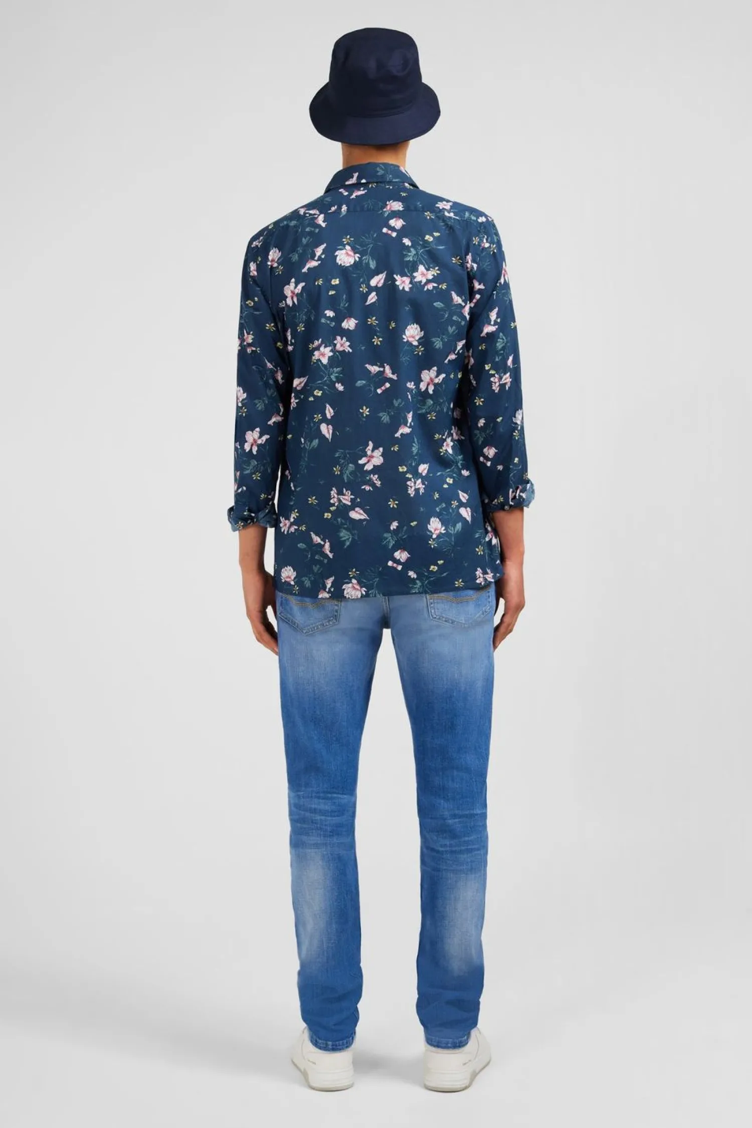 New Cheie En Coton Beu Fonce Ipriee Feur Homme Chemises