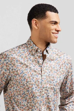 Outlet Cheie En Coton Iprie Ecru Coupe Reguar Homme Chemises