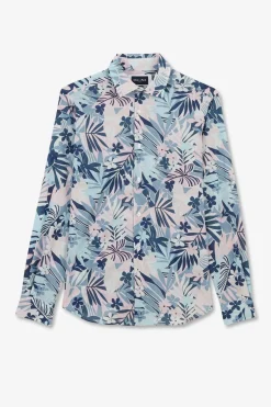 New Cheie En Voie De Coton A otif Tropica Homme Chemises