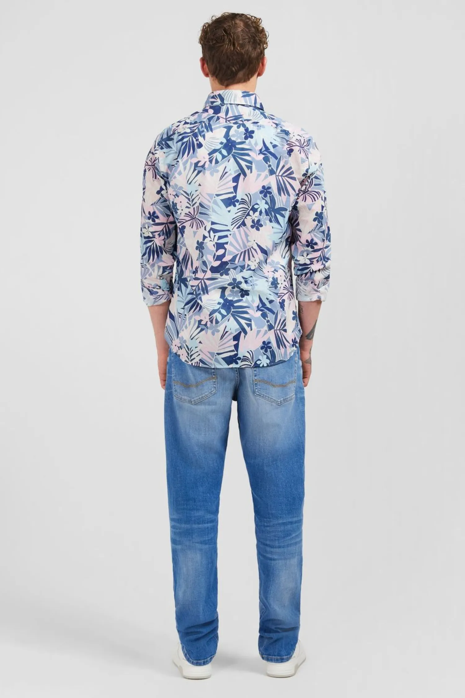 New Cheie En Voie De Coton A otif Tropica Homme Chemises