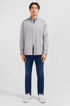 Discount Cheie Gri Cair Unie En Coton Homme Chemises