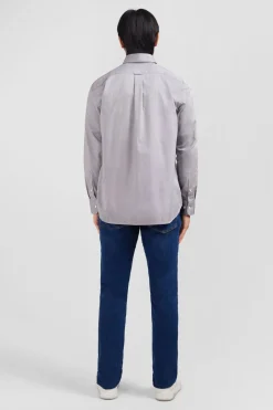 Discount Cheie Gri Cair Unie En Coton Homme Chemises
