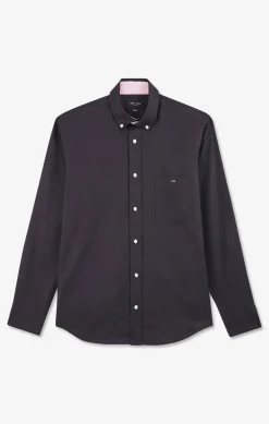 Hot Cheie Gri Fonce Unie En Coton Homme Chemises