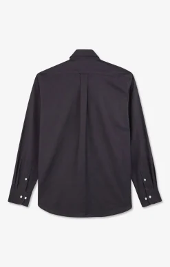 Hot Cheie Gri Fonce Unie En Coton Homme Chemises