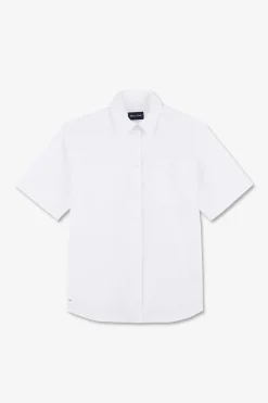 Online Chemise Manches Courtes Blanche Coupe Oversized Femme Chemises