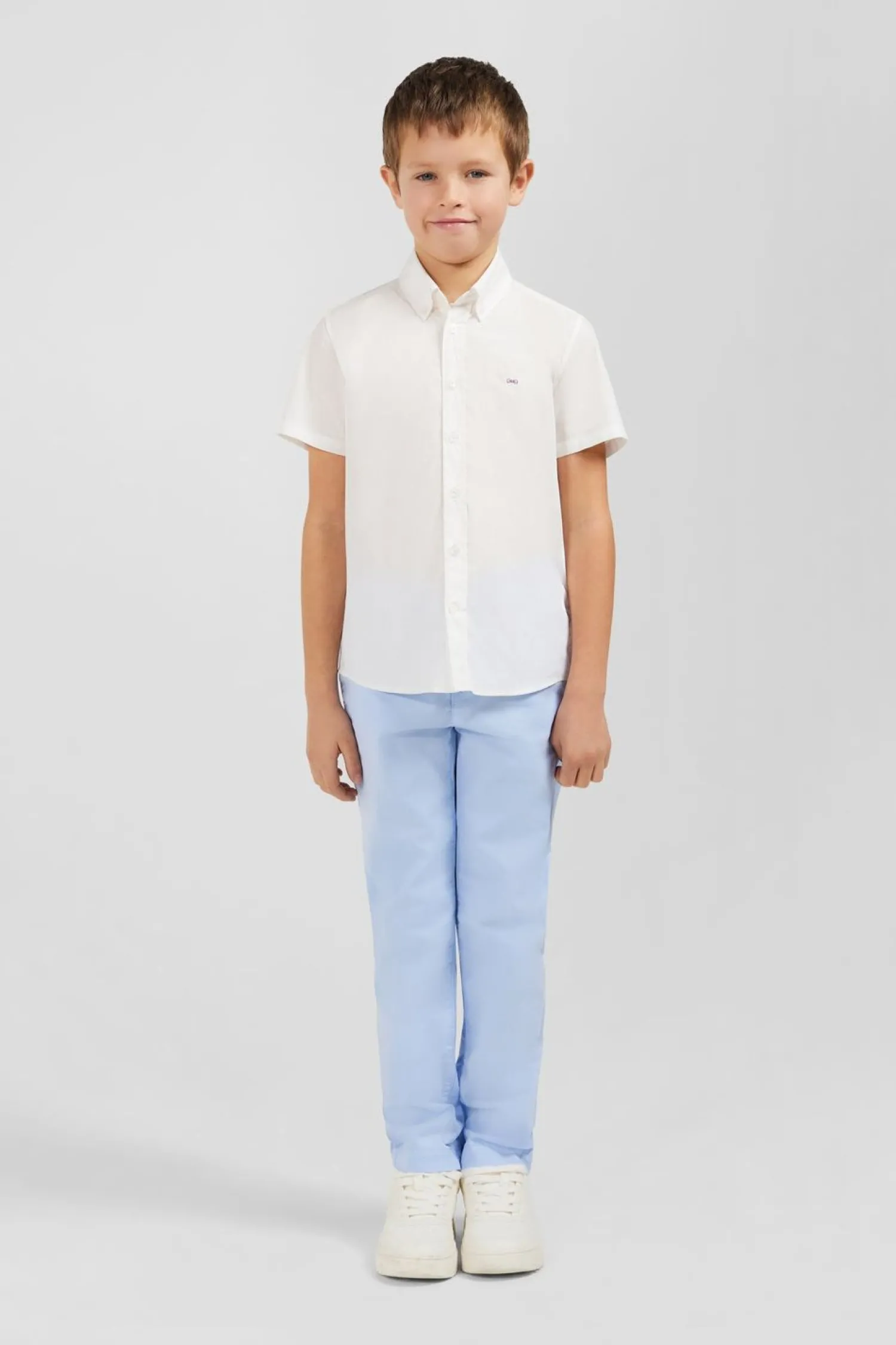 Sale Chemise Manches Courtes En Coton Blanc Enfant Enfant