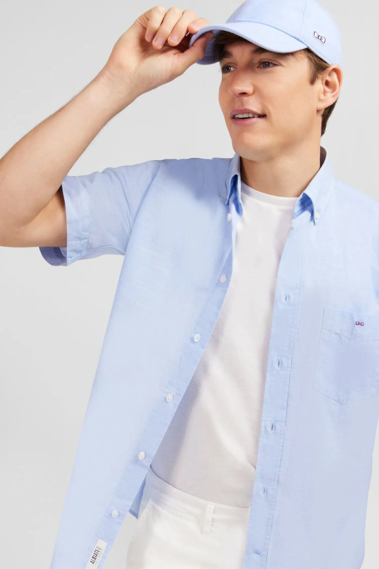 Sale Cheiette Beue En Coton Dobby Homme Chemisettes