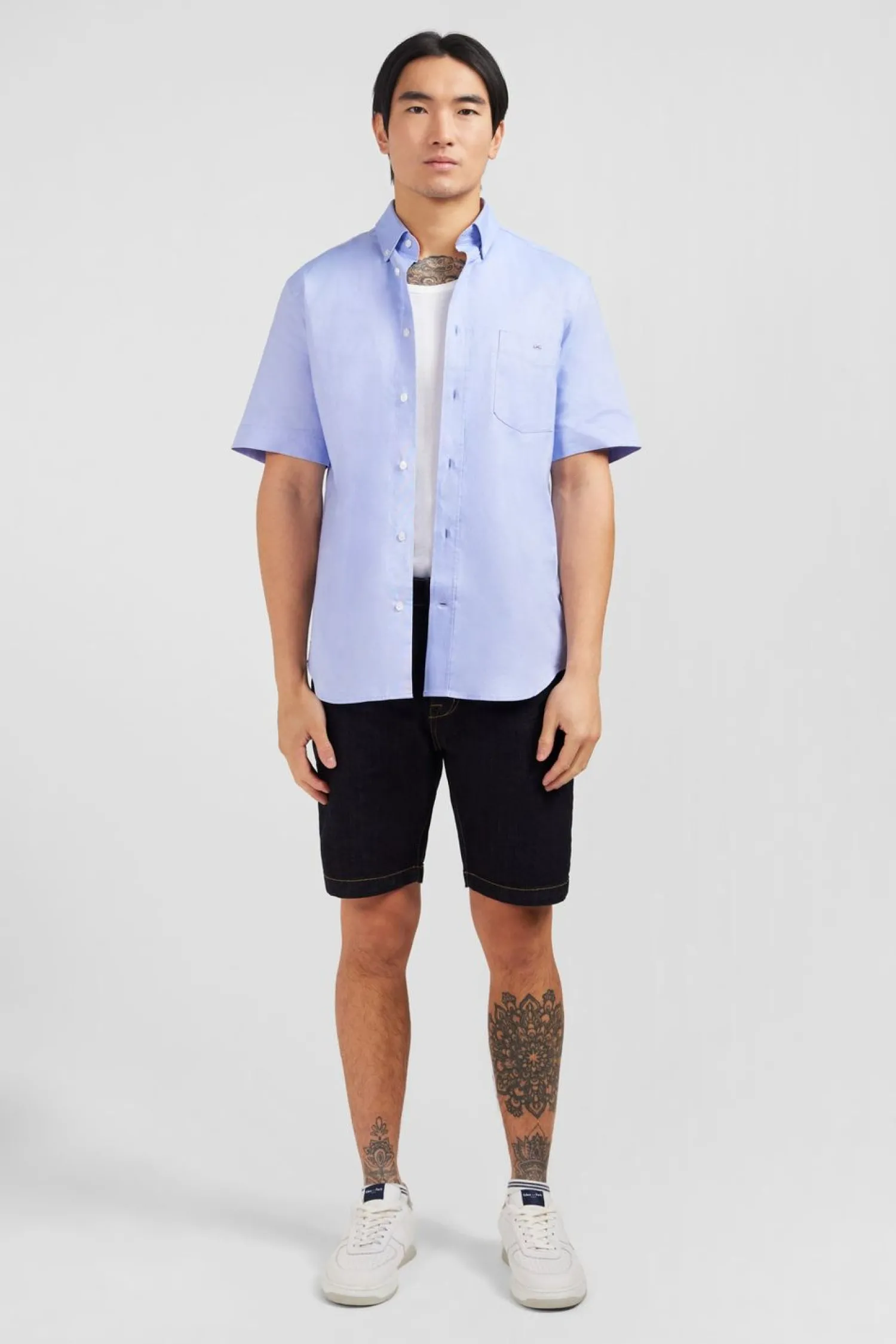 Discount Cheiette Beu Unie En Coton Homme Chemisettes