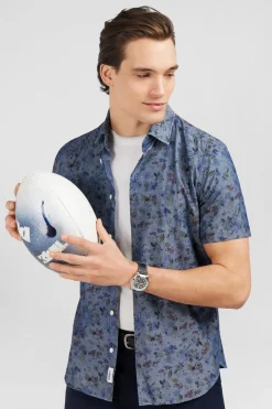 Clearance Cheiette En Deni A otif Feur Et Feuie Homme Chemisettes