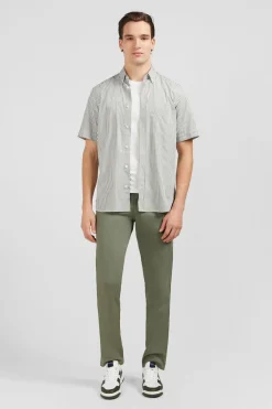 Outlet Cheiette Kaki A Rayure Homme Chemisettes