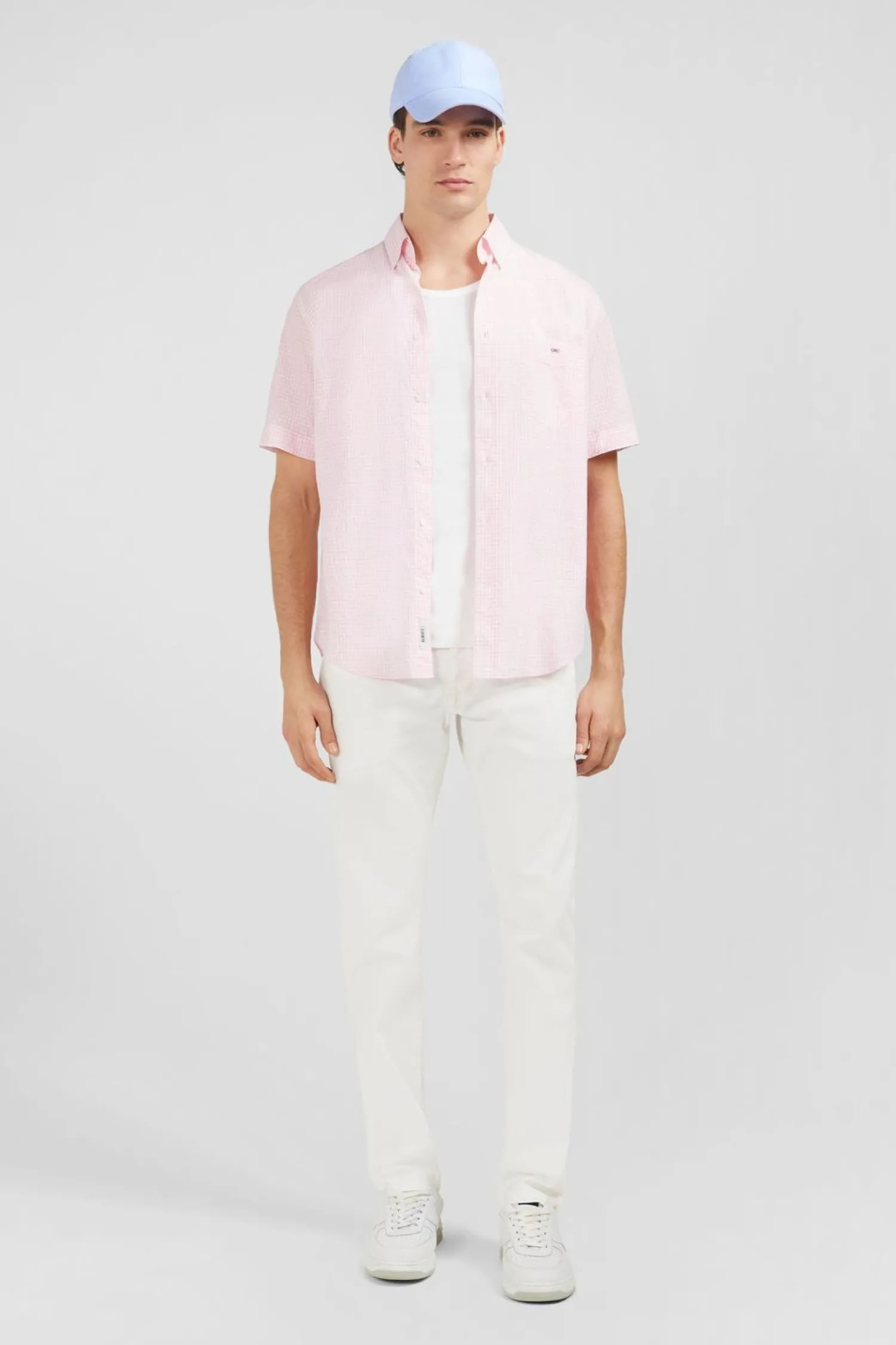 Best Cheiette Roe A Carreaux En Coton Dobby Homme Chemisettes