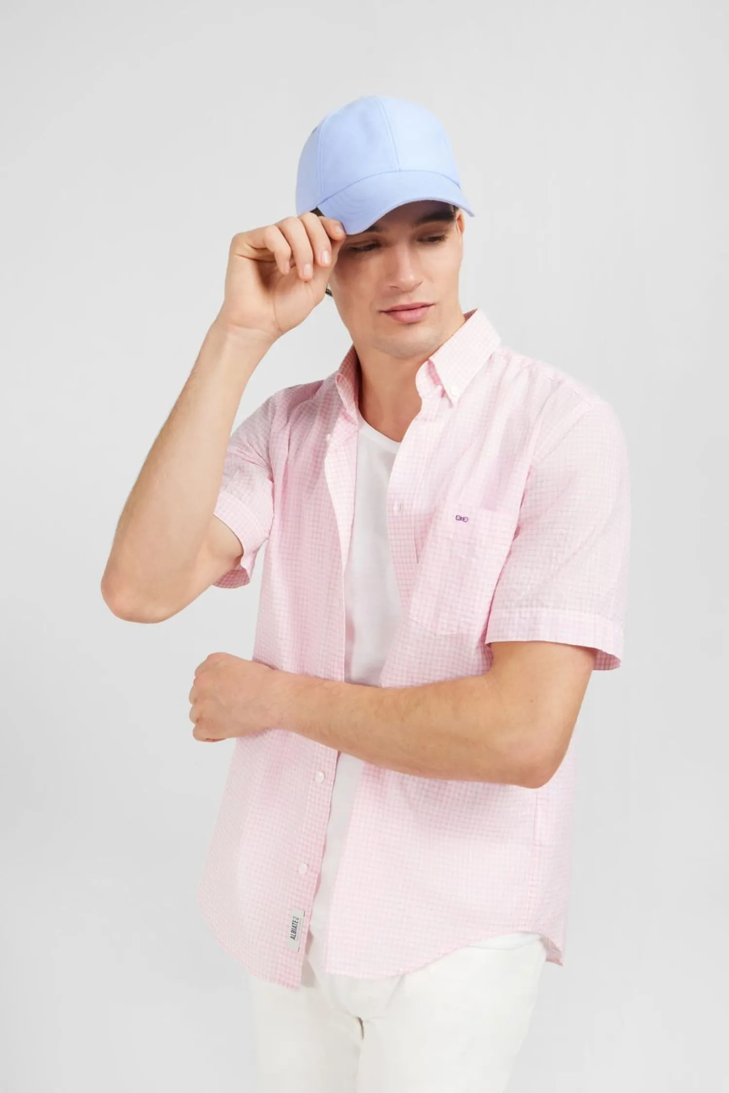 Best Cheiette Roe A Carreaux En Coton Dobby Homme Chemisettes