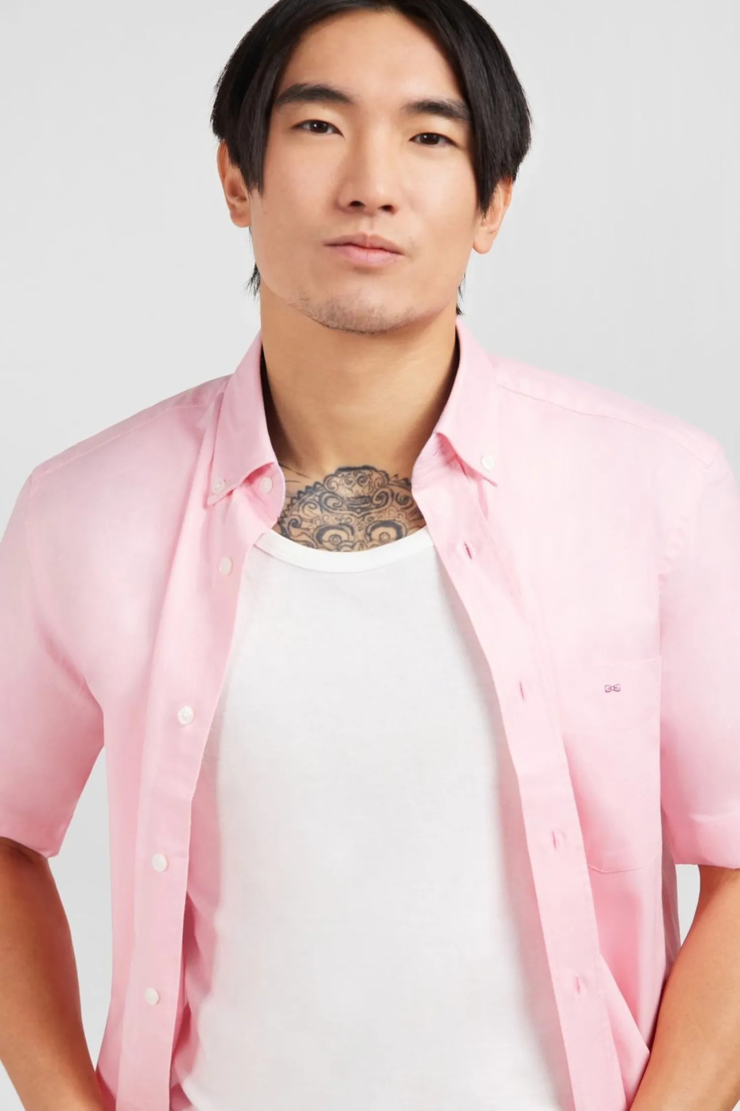 Best Cheiette Roe Unie En Coton Homme Chemisettes