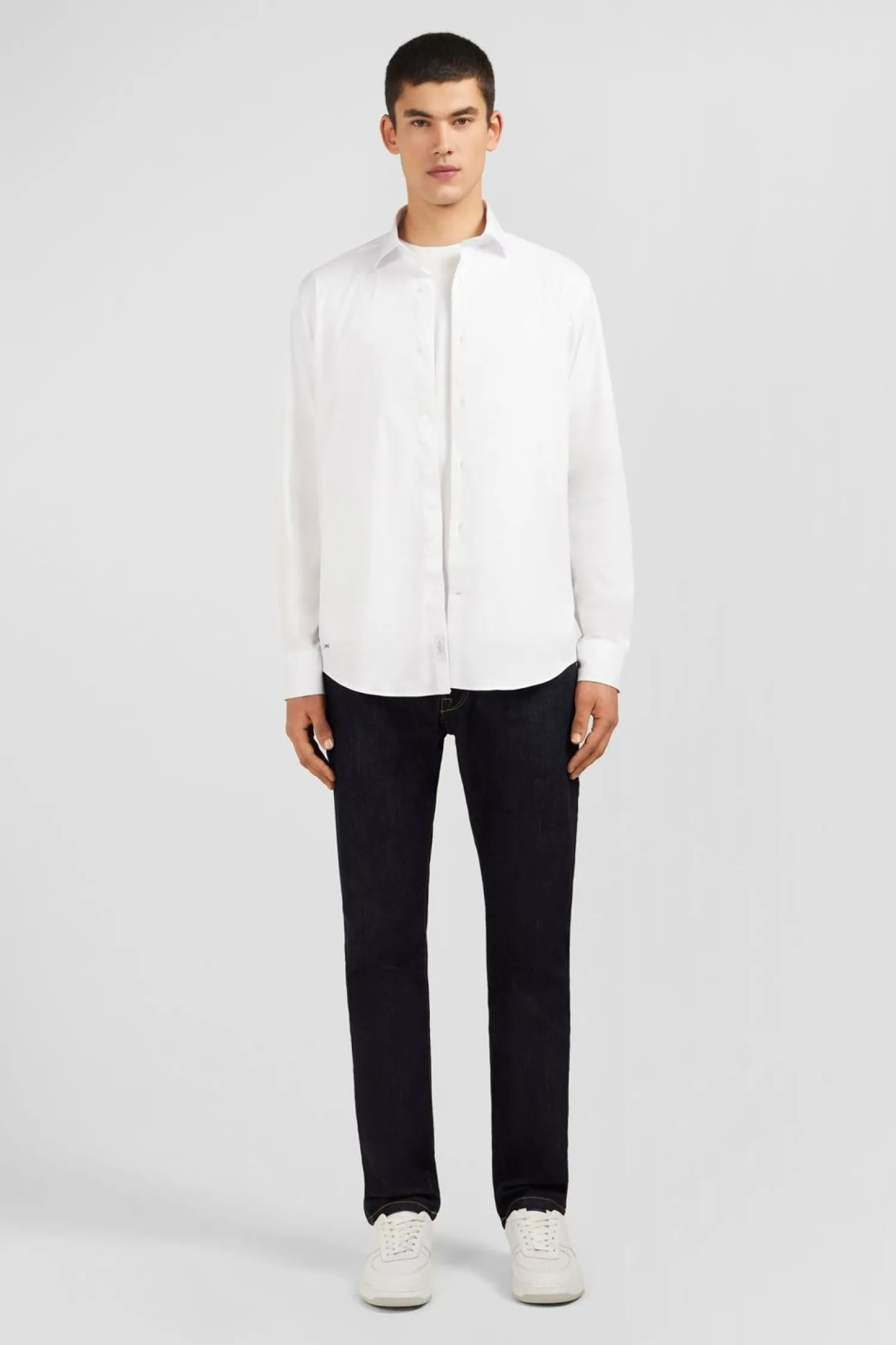 Hot Cheie Unie Banche En Coton Coupe Caique Homme Chemises
