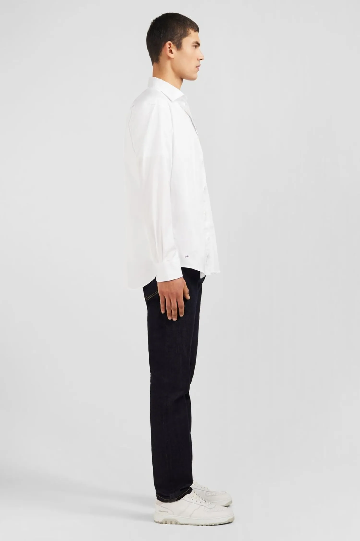 Hot Cheie Unie Banche En Coton Coupe Caique Homme Chemises