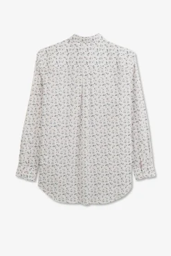 Discount Chemisier Blanc A Imprime Exclusif Fleuri Femme Chemises