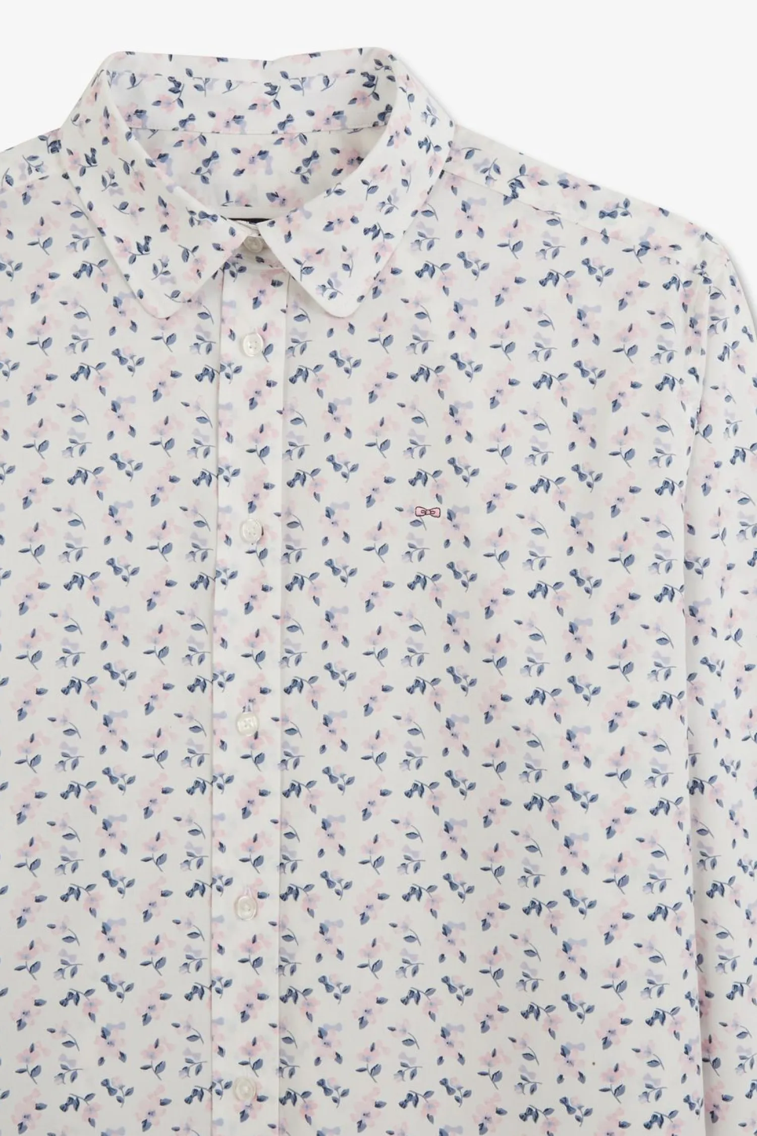 Discount Chemisier Blanc A Imprime Exclusif Fleuri Femme Chemises