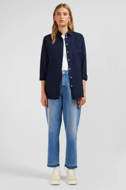 Outlet Chemisier Bleu Marine Uni Femme Chemises