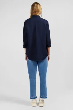 Outlet Chemisier Bleu Marine Uni Femme Chemises