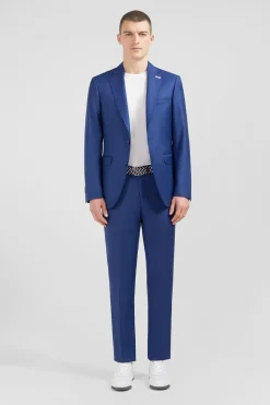 Sale Costume Regular En Laine Bleu Homme Blazers Et Costumes