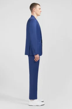 Sale Costume Regular En Laine Bleu Homme Blazers Et Costumes