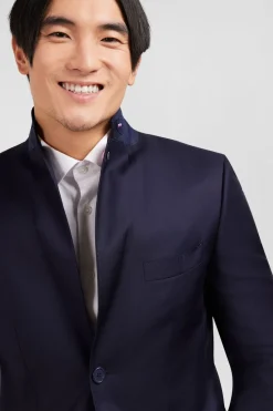 Best Costume Slim En Laine Bleu Marine Homme Blazers Et Costumes