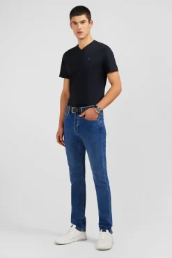 Sale Jean Bleu En Coton Stretch Homme Pantalons